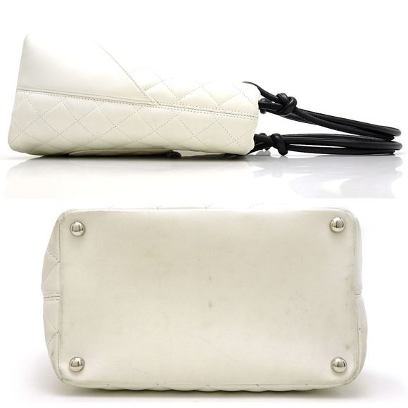 Chanel Cambon Line Tote Bag Lambskin Python White - Picture 2 of 6